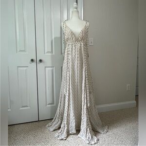 Free People Cream and Metallic Meredith Maxi Dress